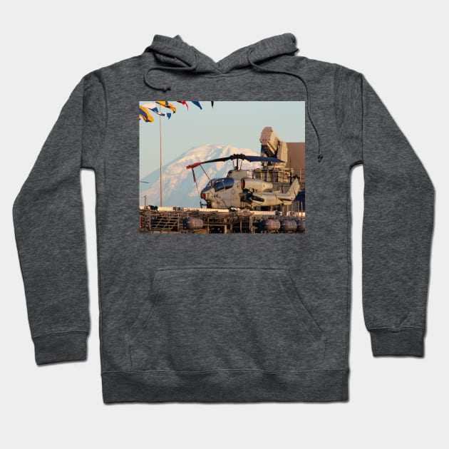 AH-1Z Huey Cobra Attack Helicopter with Mt. Rainier Hoodie by acefox1